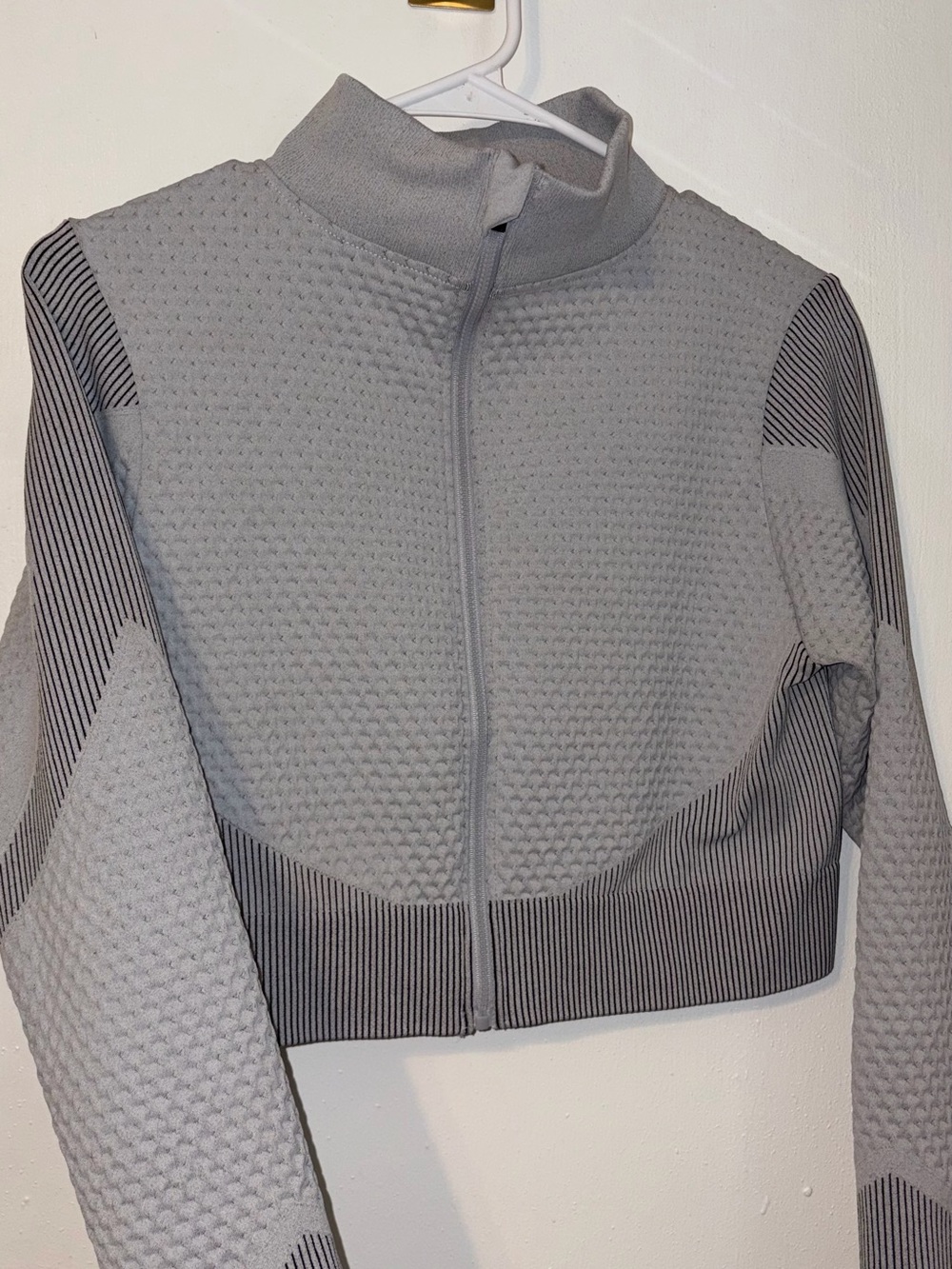 Daisy Light Gray Zip-Front Active Top